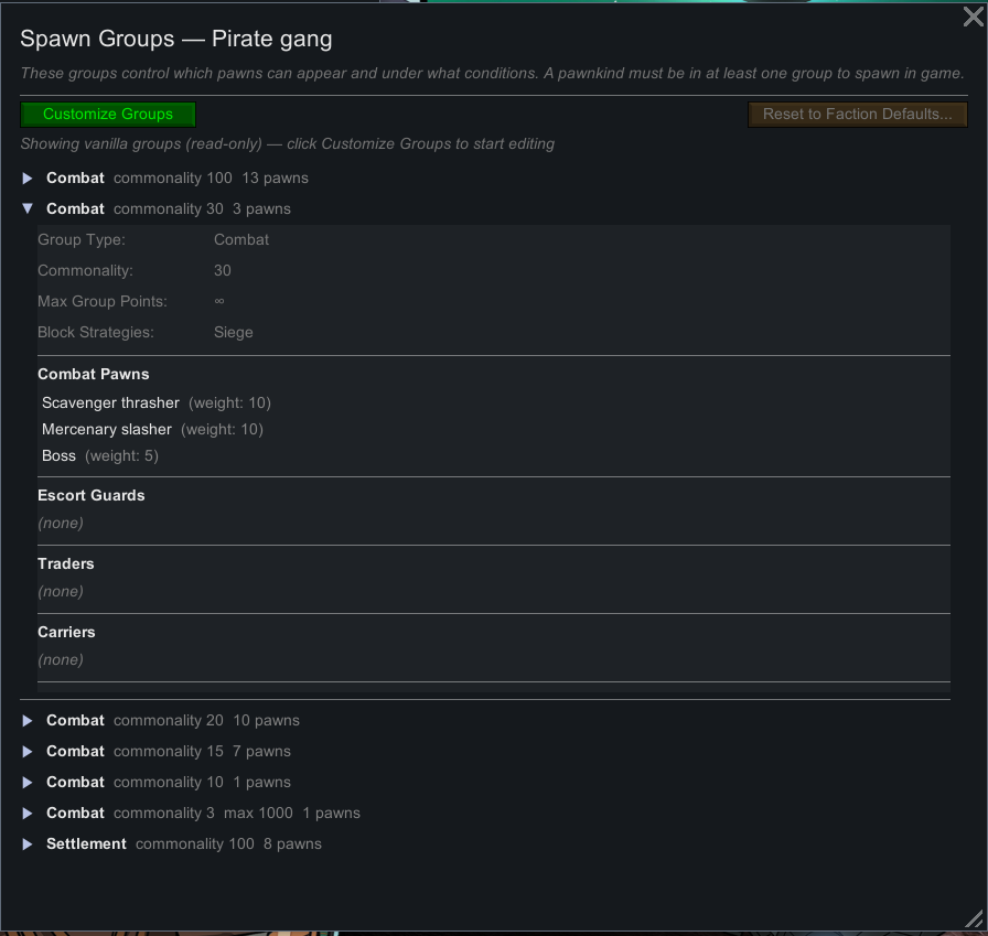 Spawn groups